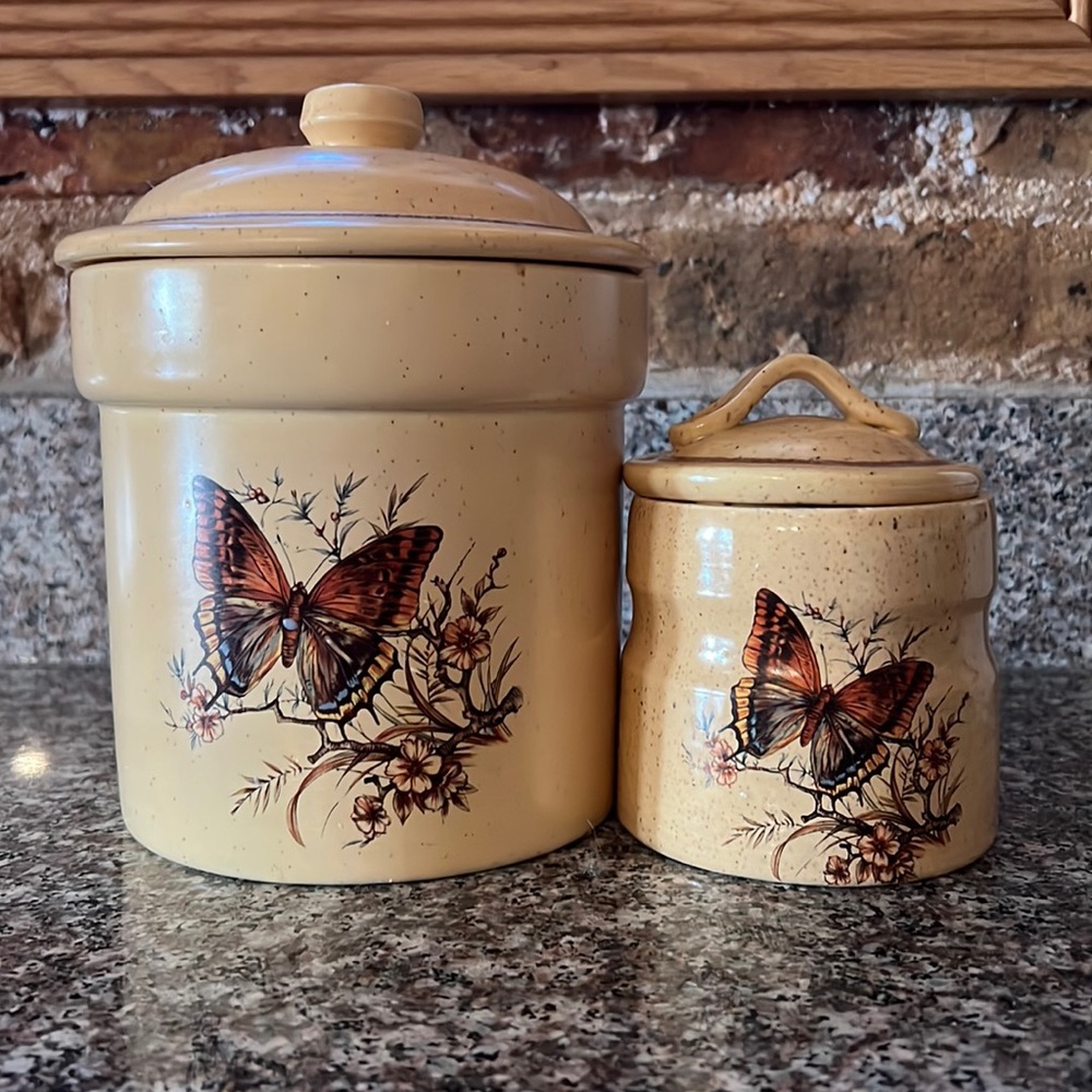 Vintage Butterfly Ceramic Jars